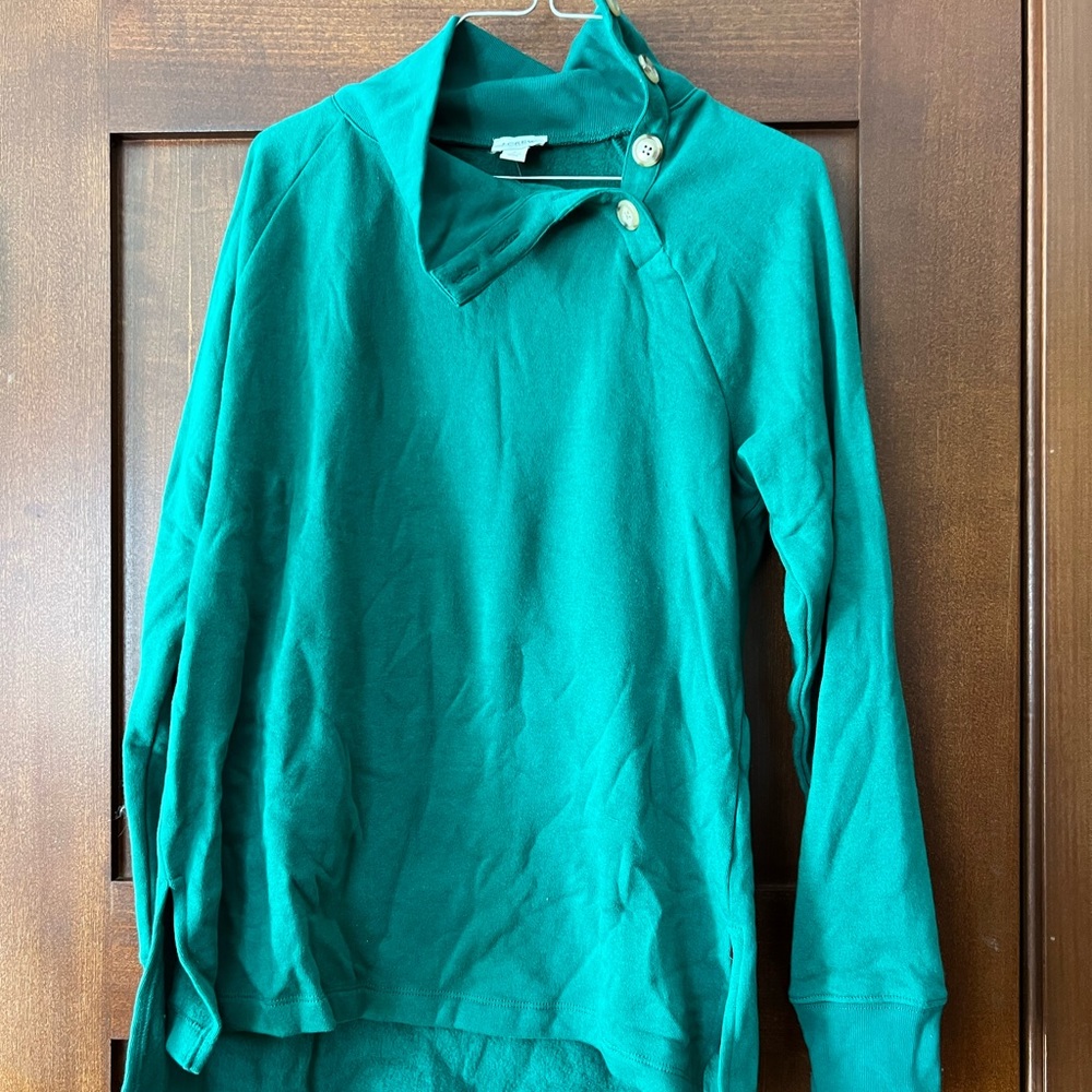 Wide Button Collar Pullover Sweatshirt
